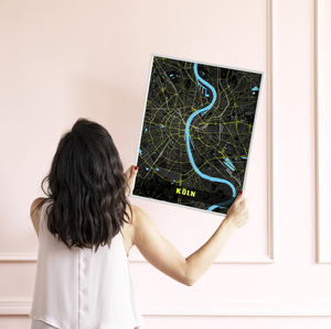 Mappa personalizzata di Colonia in stile neon-notturno - Crea il tuo capolavoro!