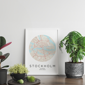 Crea il tuo poster di Stoccolma in stile circolare – Personalizza ora!