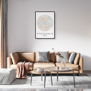 Crea il tuo poster di Stoccolma in stile circolare – Personalizza ora!