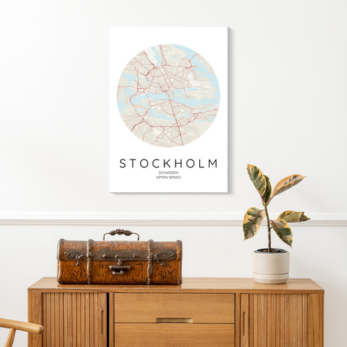 Crea il tuo poster di Stoccolma in stile circolare – Personalizza ora!