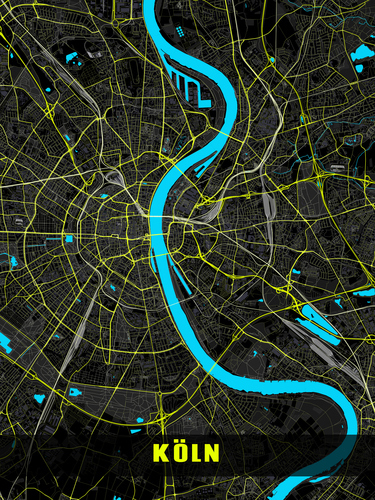 Mappa personalizzata di Colonia in stile neon-notturno - Crea il tuo capolavoro!