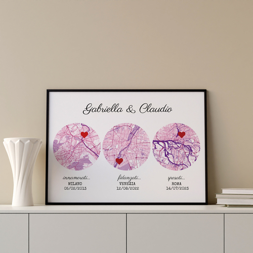 Personalizza la tua mappa rosa: tre momenti speciali, amore in ogni luogo!