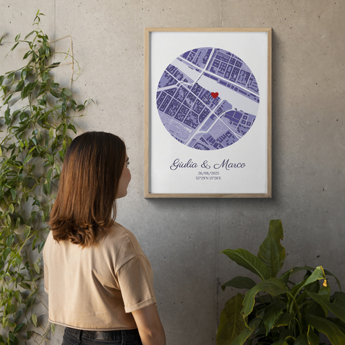 Crea il tuo poster di matrimonio personalizzato con mappa e dettagli!